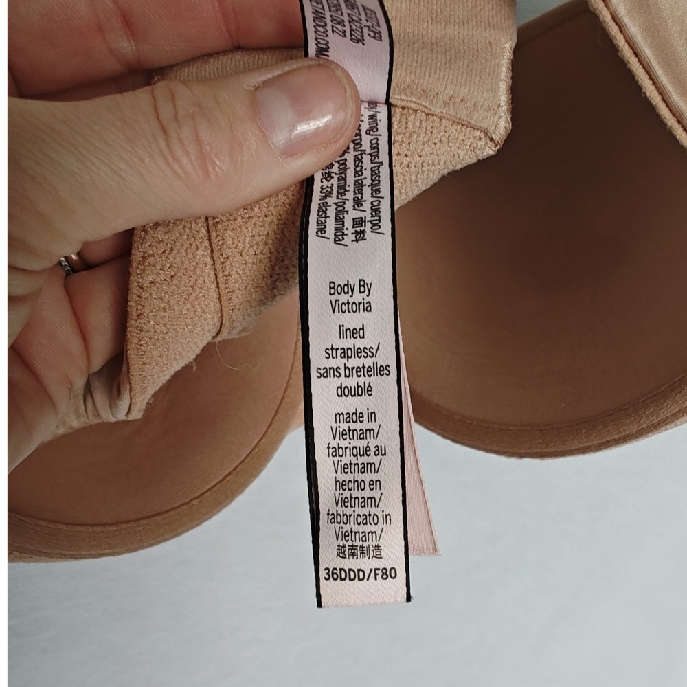 Victoria's Secret Strapless Bra 36DDD Body By Victoria Lined Multiway Nude Tan - Picture 6 of 6